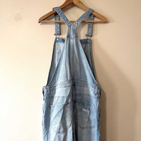 H&M Denim Overalls Long Pants Jean Distressed Knee patch 8 - Picture 7 of 9